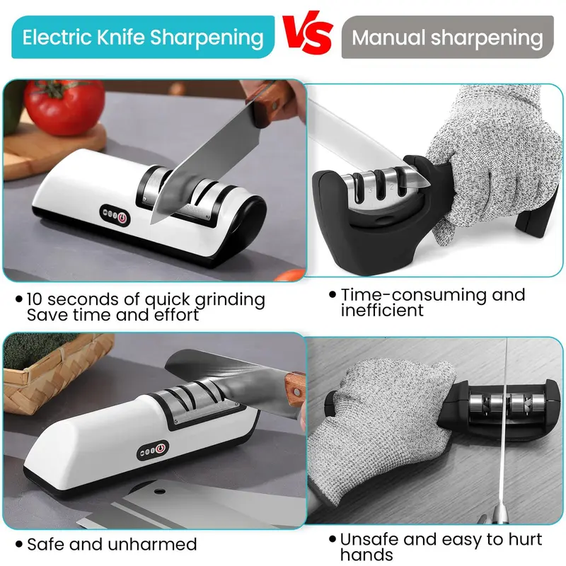Electric Knife Sharpener, 1 Count Multifunctional Knife Sharpener, Household Knife Sharpener for Kitchen, Kitchen Gadgets, Appliances Sharpening Metal 6