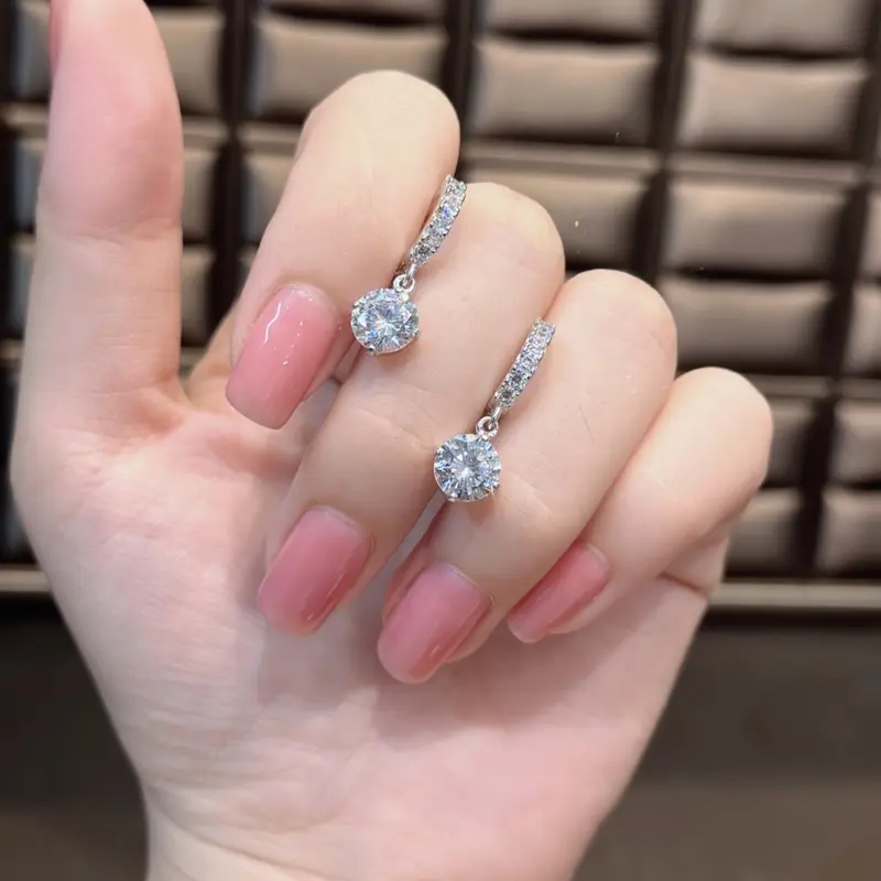 Phụ Kiện Bông Tai Bạc Khoen Tròn Một Hột Tòn Ten Hột 7li Xi Kim (B307) 4