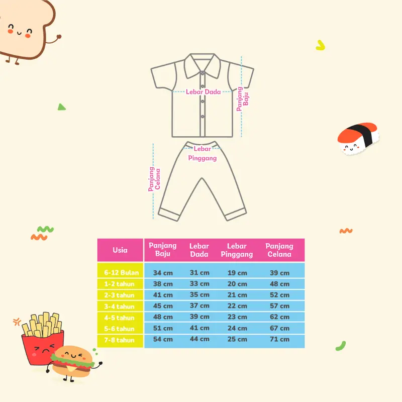 Nyam-Nyam Piyama Anak Baju dan Celana setelan naju tidur rayon 2