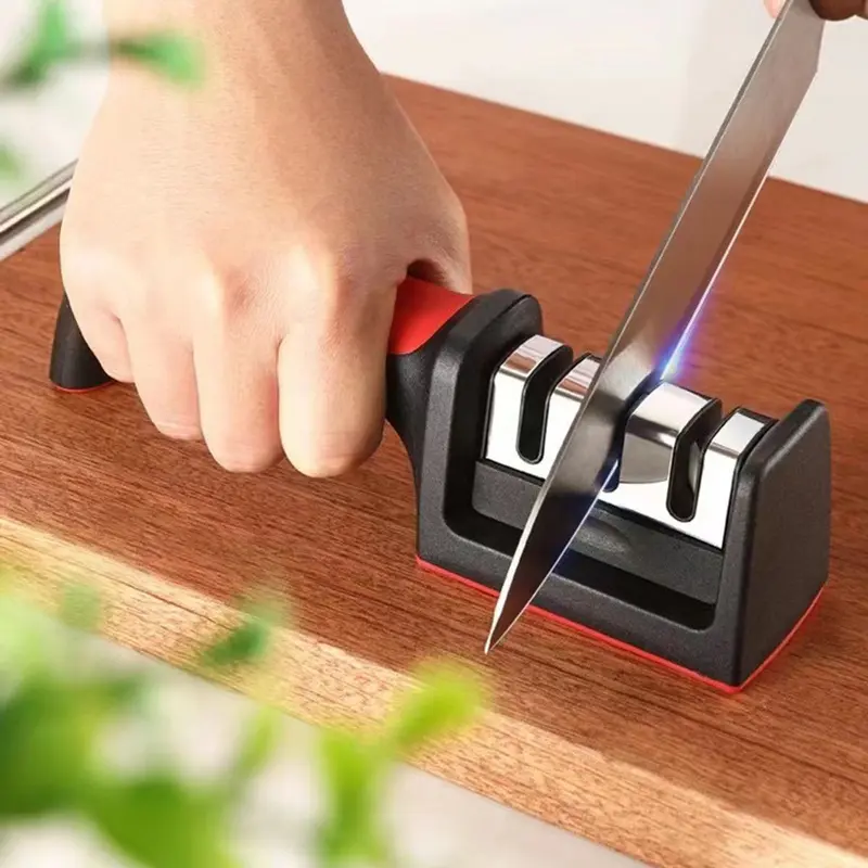 Dụng cụ mài dao kéo cầm tay 3 rãnh giúp giao luôn sắt bén, Đồ mài dao kéo đa năng cắt thái nhẹ nhàng không dùng lực 1