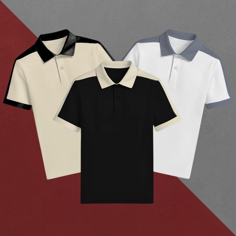 [TOP BÁN CHẠY] Sét 3 Áo Thun Polo Nam HABILL Phối MÀU Cao Cấp Vải Dệt Kim thoáng mát, Ngắn Tay Menswear Shirt Nhung Có Cổ Cotton