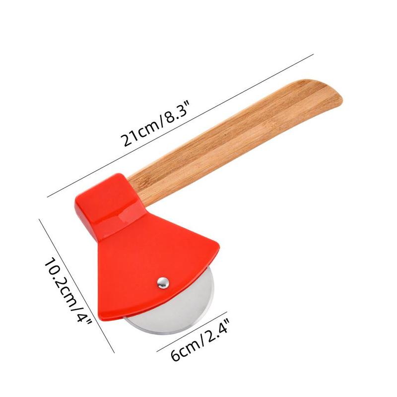 Stainless Steel Pizza Cutter, Wooden Handle Axe Pizza Cutter, Baking Pizza Cutter, Round Pie Cutter, Food Divider, Cooking Kitchen Utensils, Cutting Tool, Kitchen Gadgets 1