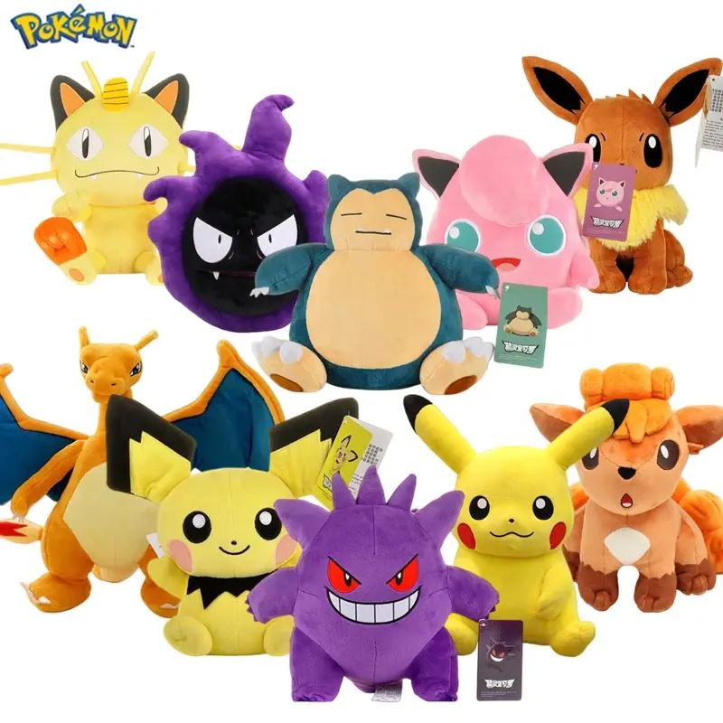 2025  Original Plush Toy Gengar Pikachu Charizard Genuine Plush Doll Soft Kawaii Cute Cartoon Piplup Toys for Kids Gift