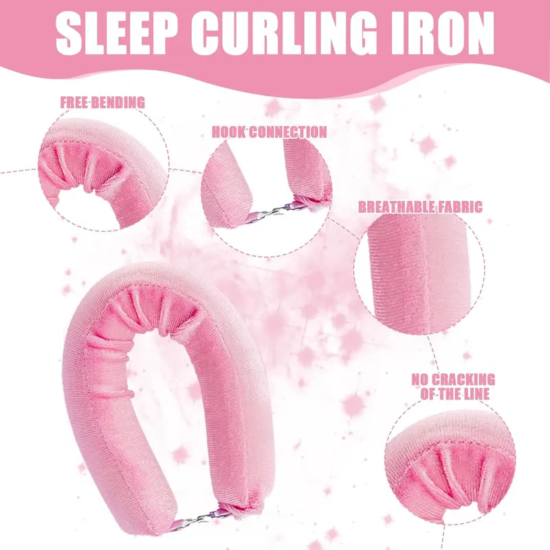 3 Pcs Heatless Blowout Rods, Heatless Curls, Heatless Curling Rod, Overnight Blowout Rods, Blow out Rods - No Heat Curls to Sleep for Curl Rods, Women Long Hair Styling Tools for All Hair, Pink 2
