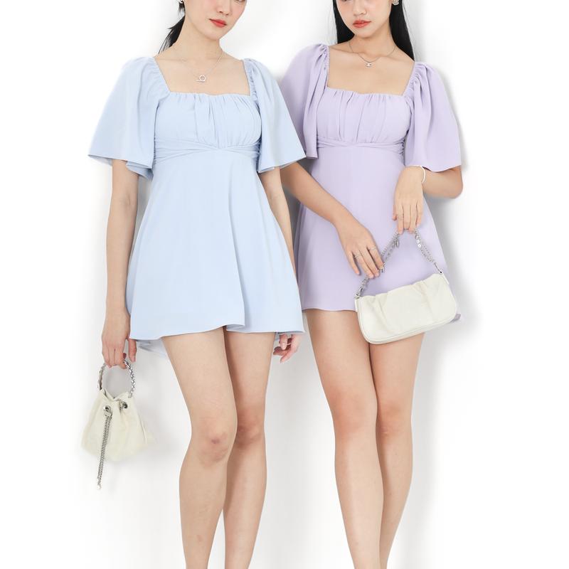 *TPZ* MINI KAS SWEETHEART FLUTTER SLEEVES DRESS ROMPER IN SOFT LAVENDER 4