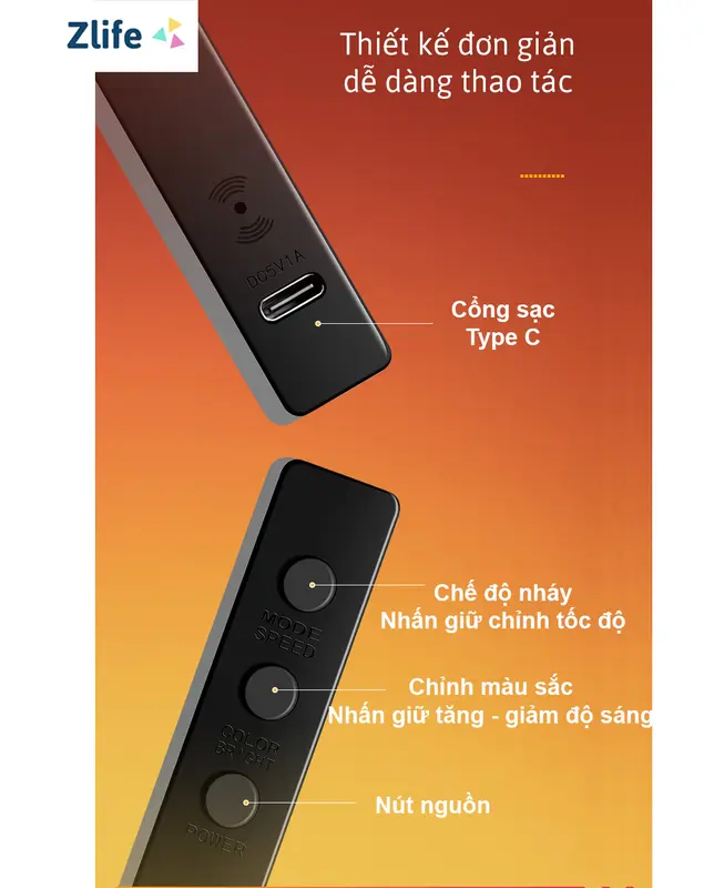 Đèn Led Cảm Biến Nháy Theo Nhạc | Thanh Led RGB Sạc Tích Điện Trang Trí Bàn Làm Việc, Gaming Nhiều Chế Độ Sáng Điều Chỉnh Qua App 3