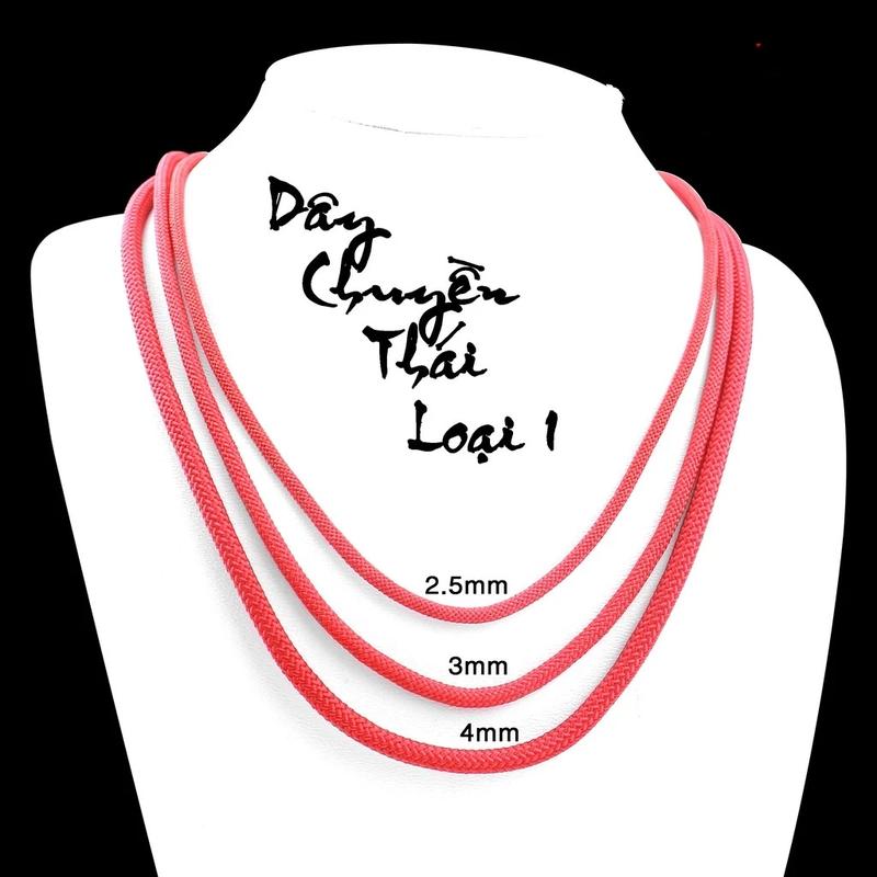  Dây chuyền dù thái đỏ may mắn khóa trắng vàng chuyên đeo các mặt đá phong thủy 