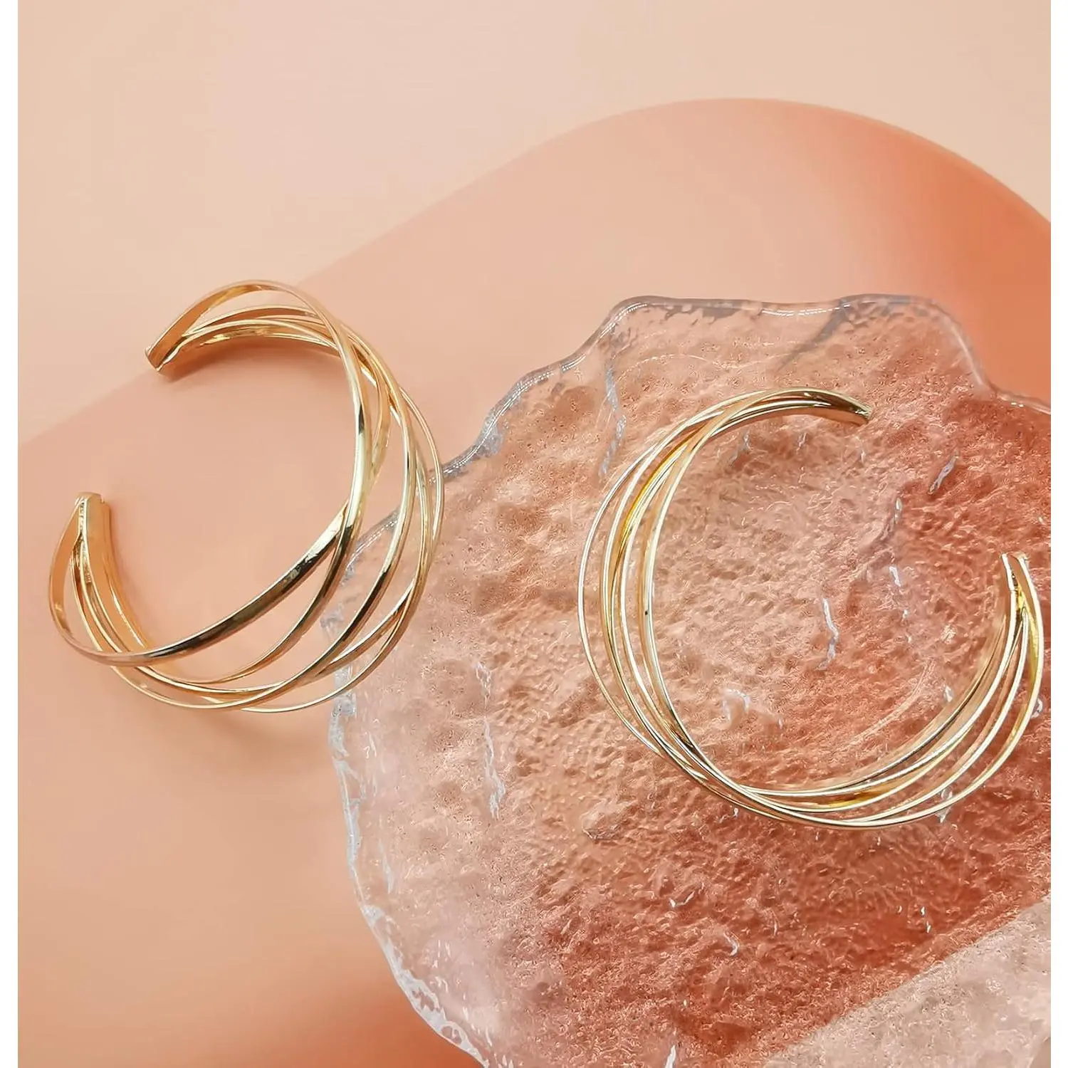 2-8 Pcs Cuff Bangle Bracelet for Women Open Wide Wire Bracelets Gold Wrist Cuff Wrap Bracelet Adjustable
