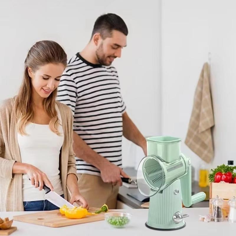 Gifts Round Hand Cranked Vegetable Slicer Kitchen Gadgets Convenient Vegetable Cutting Tool Mandoline Slicer Not Harm Hands Drum Rotary Cheese Grater 7