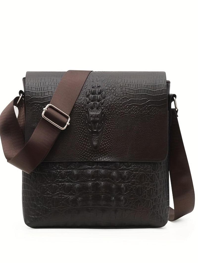 Product Introduction of Men's Casual Crocodile Embossed PU Leather Crossbody Bag 1