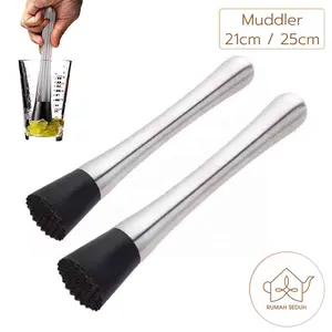 Muddler Stainless SteelBar Cocktail - Tumbukan Pengahncur Buah Kacang Kraker Mint Plastik
