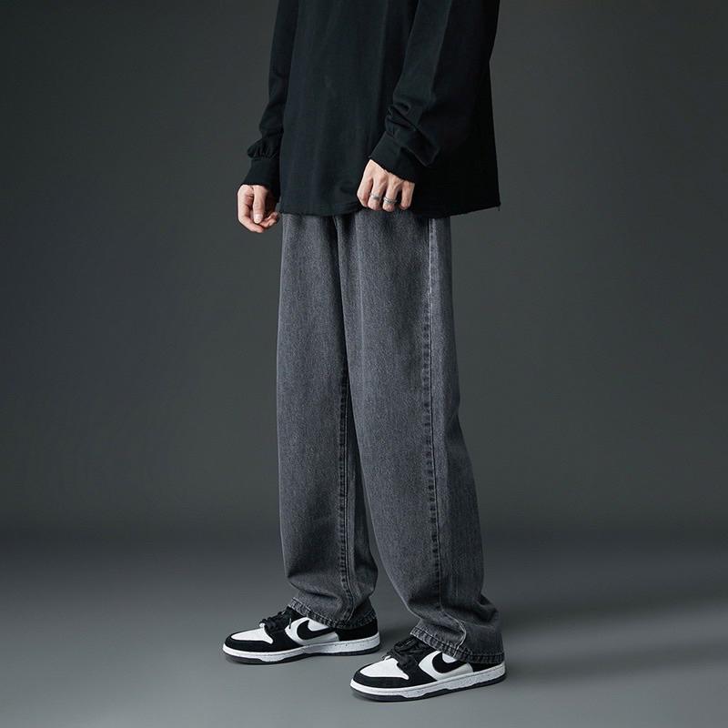 Celana Jeans Kulot Pria Baggy Pants Skena Y2K Pinggang Loose Straight Jumbo Cowok Biru Hitam Shabby Chic Loose-fitting - Basic Pendek Panjang Distro Vintage Santai Wanita Dewasa Casual Oversize 8