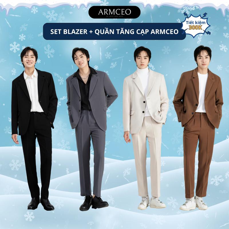 COMBO Set đồ áo Blazer + quần tây nam tăng cạp ARMCEO cao cấp tone sur tone Hàn Quốc