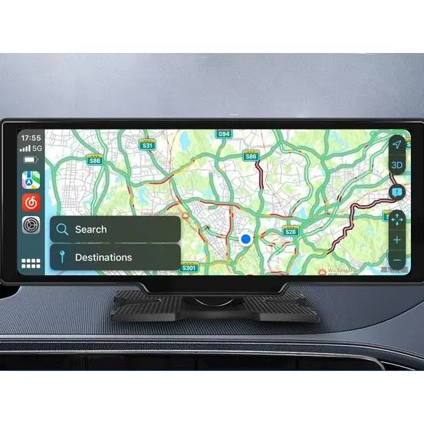 Layar Sentuh 10.26/7 inci Nirkabel Apple Carplay Stereo Mobil Portabel Android Otomatis, Navigasi Putar Mobil dengan Kontrol Suara, Panggilan/Musik Bebas Genggam Bluetooth, Pemancar AUX/FM, Penerima Radio Mobil Sepeda Motor 5