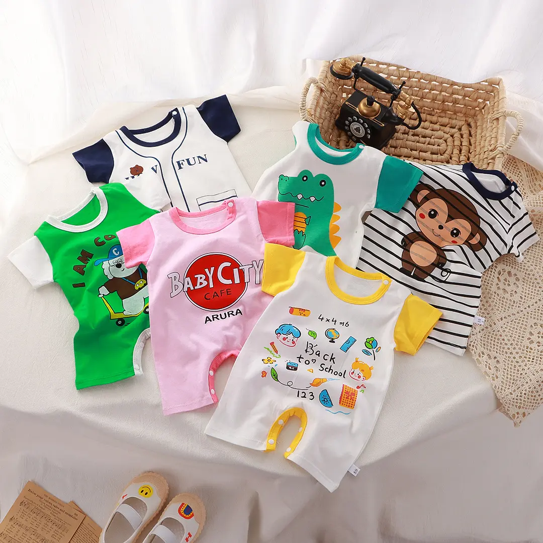 Baby Romper, Summer New Korean Style Baby Boy Thin Women's Short Sleeve Newborn Baby Child Jumpsuit, Romper