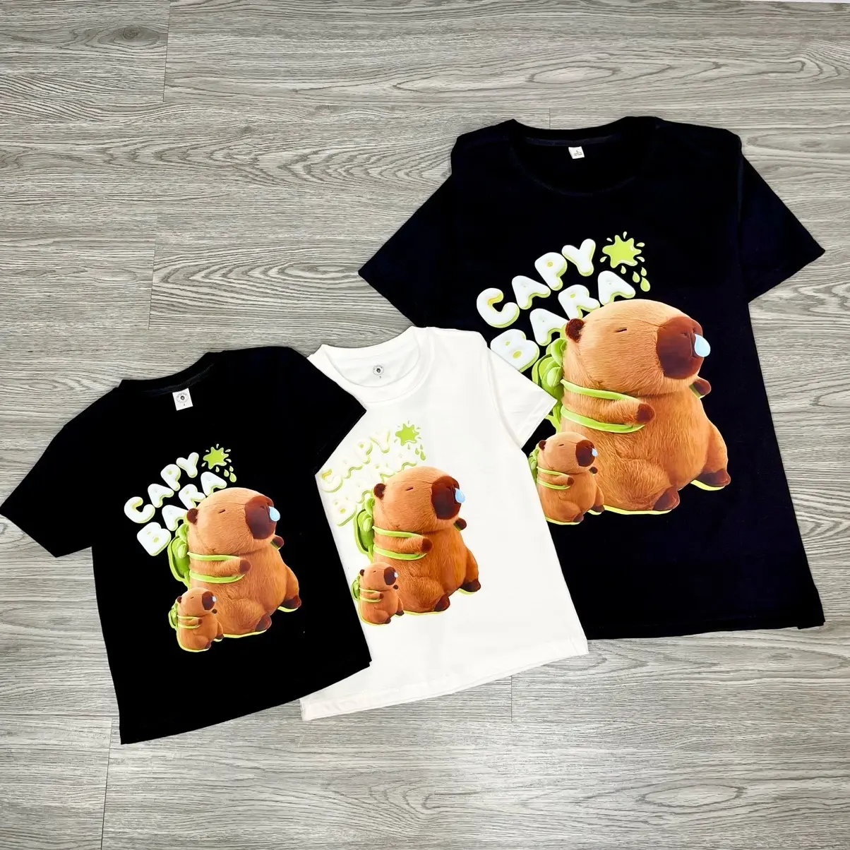 Áo thun cotton in hình size lớn. Dâu Tây Store. Size từ 45-65kg. Áo thun gia đình co giãn thoải mái. Áo thun cặp đôi. Áo thun đội nhóm. Áo thun in hình capybara các loại. Menswear Nam Cổ Tròn