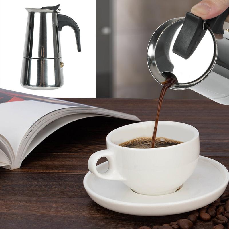 Product Introduction of Periuk Kopi untuk Dapur, Keluli Tahan Karat, Moka Espresso Latte, Penapis Dapur, Pembuat Kopi Moka, Tersedia dalam 2/4 / 6 / 9 Cawan, Periuk Pembuat Kopi Kitchenware 14