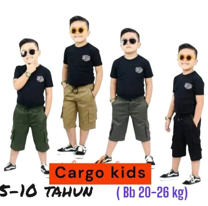 Promo 100 Rb dapat 5 Celana Kargo Cargo Pendek Anak 5-10 Tahun BB 20-25Kg Fashion 4