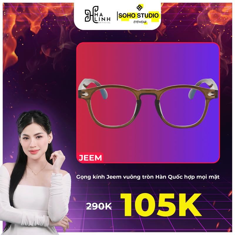[6.6 Võ Hà Linh x SohoStudio Eyewear] Gọng kính JEEM form vuông tròn tặng kèm bao da bảo vệ kính kích thước 43x137x14x140mm (CAOxNGANGx MŨIxCÀNG)