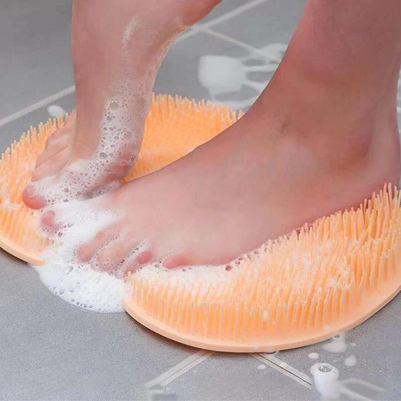 Product Introduction of Silicone Shower Foot Scrubber Mat, Wall Mounted Hands Free Exfoliating Back Scrubber, Everything Shower Products, Bath Wash Pad 4