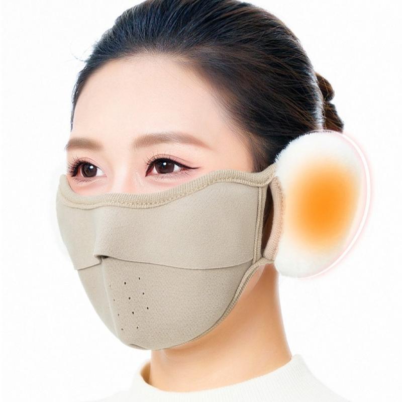Mặt Nạ Bịt Tai Giữ Nhiệt, Chống Bụi 2 Trong 1, Ấm Áp Mùa Đông, Thoáng Khí, Thích Hợp Để Đạp Xe, Có Chốt Tai, Chống Gió, Làm Bằng Lông Cừu Đàn Hồi, Thích Hợp Cho Mùa Thu Và Mùa Đông 6