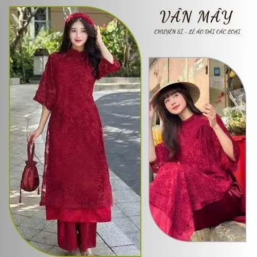 Áo dài cách Tân Phượng Vũ,áo dài 4 tà dáng suông tay lỡ loe siêu xinh,mặc đi chơi lễ Tết đẹp ,áo dài Vân Mây