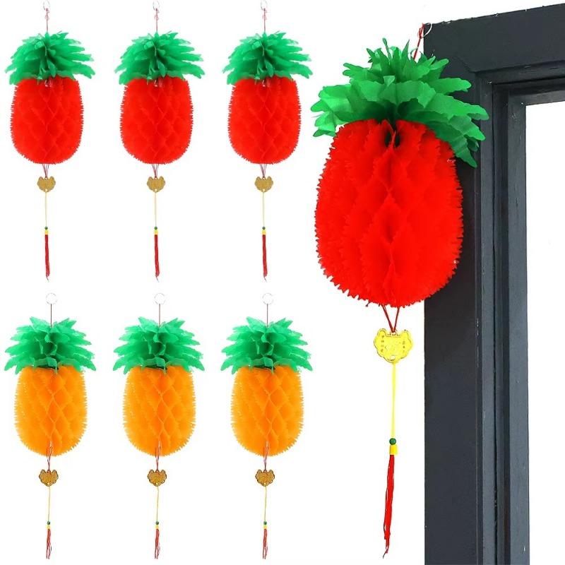 Product Introduction of Chinese Traditional Spring Festivals Pineapple Honeycomb Ball Lantern Oil-plastic Paper Hanging Lanterns Chinese New Year Gifts Decor 14
