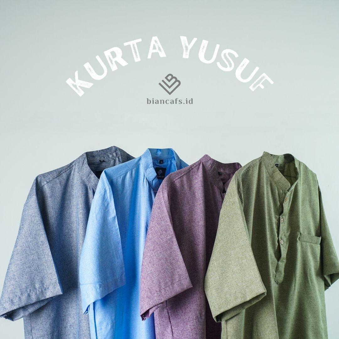 Koko Kurta Yusuf Bianca | Panjang Sepaha Katun Muslim Belah Samping Polos