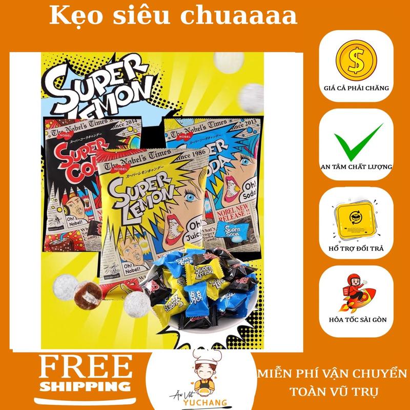 Kẹo Siêu Chua  Super Lemon Soda Cola Nhật Bản - Ăn Vặt YuChang Snack Candy Vị Chanh 