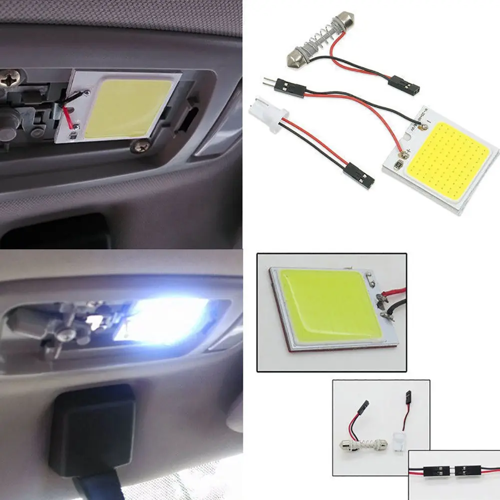 1Pc White or Ice Blue 24/36/48 SMD COB LED T10 4W 12V Car Interior Panel Light Dome Lamp Bulb,Car Reading Light LED Roof Light Room Light