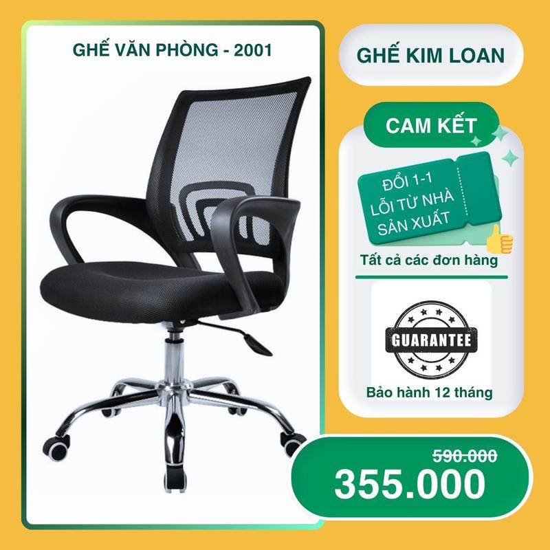 [BH 12 tháng] Ghế xoay Sài Gòn 360 độ văn phòng tựa lưng, ngồi học tập, làm việc hiệu quả. Nệm loại 1 hàng cao cấp (Sẵn full đen)