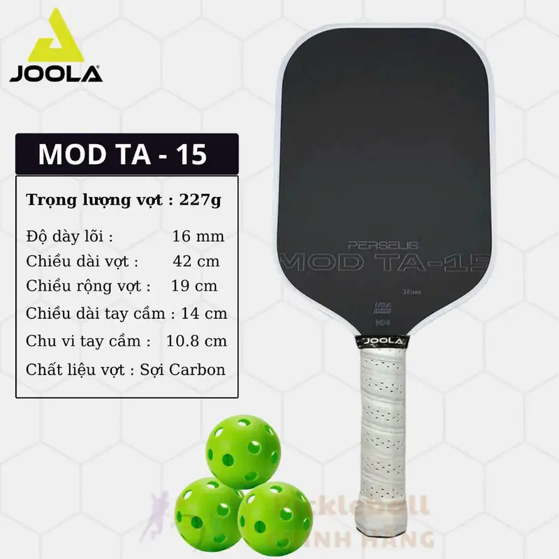 [Quét NFC] Vợt Pickleball Joola Perseus Mod TA-15 Pro Core 16mm Sợi Carbon Picklebal Công Thủ Toàn Diện 5