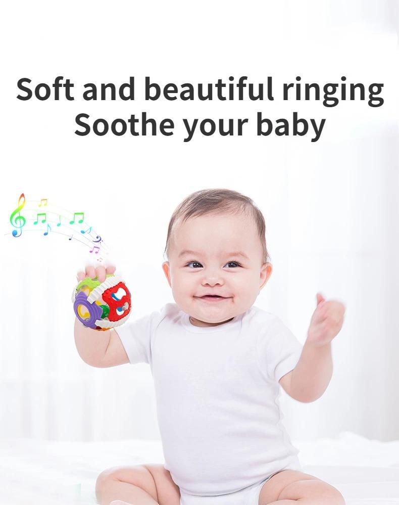 Product Introduction of Baby Montessorie Games Rattle Infant Silicone Toy Safety Flexible Glue Color Cognition Hand Training Toys for Children Kids Gift 6