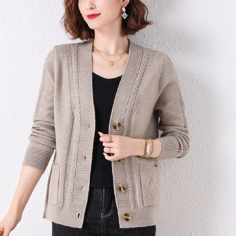 Áo Cardigan Len Cho Mẹ TRUNG NIÊN, Dành Cho Nữ, Hàng Mới Về Mùa Xuân Và Mùa Thu 2025, Phong Cách Phương Tây, Có Thể Mặc Ngoài Trời, Áo Khoác Nhỏ Dệt Kim Thời Trang, Áo Dáng Rộng 3