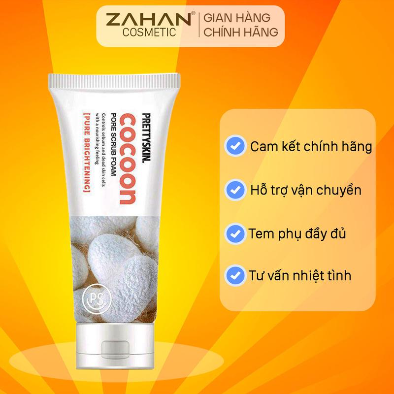  Sữa rửa mặt tẩy da chết kén tằm Cocoon Scrub Foam Prettyskin 150ml 