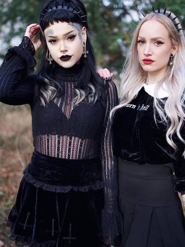 Women's Cross Print Contrast Lace A Line Skirt, Punk Gothic Fashion Mini Skirt for Daily Outdoor Wear, Ladies Bottoms for All Seasons Valentine's Day, gift 4