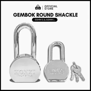 Gembok Pagar Pintu Shackle Leher Panjang Pendek Honxi / Padlock Round Shackle Oval 65mm