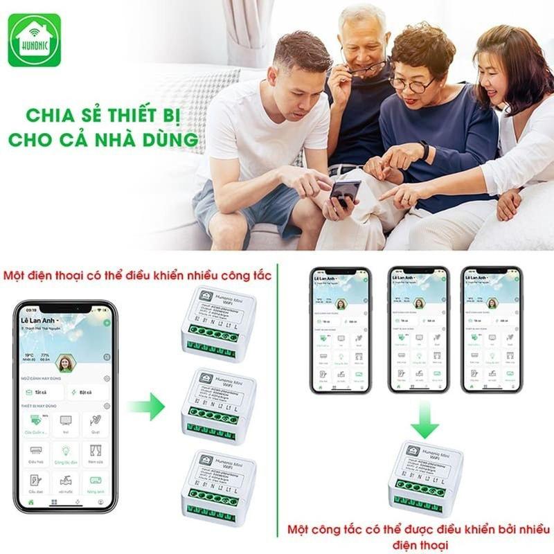 Công Tắc Thông Minh Wifi Hunonic Mini Điều Khiển Từ Xa Qua điện thȯại, Hẹn Giờ Tự Động 5