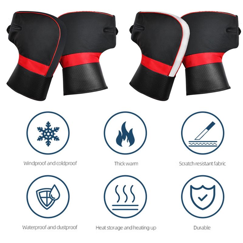 Product Introduction of (OBEEITPL) 1Pair Motorcycle Winter Warmer Gloves Handlebar Muffs Motorcycle Handlebar Cover Winter Battery Bike Windshield Gloves Windproof Warm Handle Thickened Gloves Reflective Strip 25