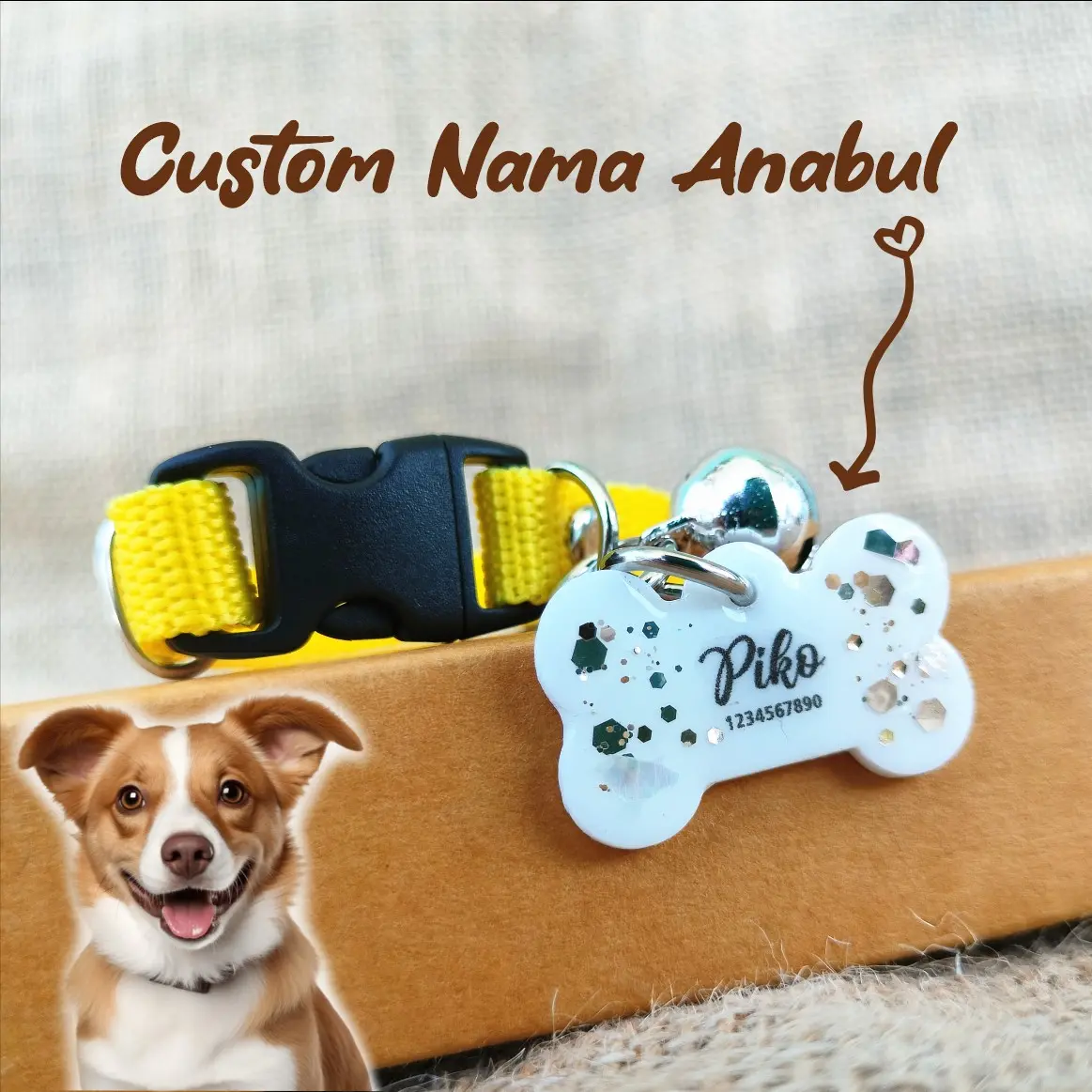Kalung Custom Nama Kucing Anjing Nilon Akrilik