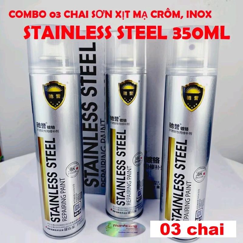 Com bo 2-5 chai Sơn Bạc Mạ Crom Sơn Xịt Mạ Chrome Sáng Bóng 350ml sơn xe