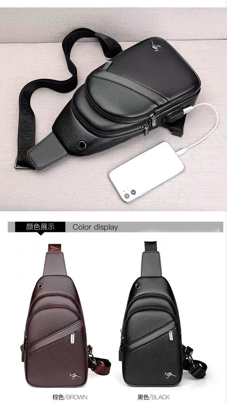 Product Introduction of Túi Đeo Chéo Da Nam, Kangaroo, Túi Đeo Ngực, Túi Pannier Ba Lô, Đa Năng, Dung Lượng Lớn, Túi Đeo Một Bên Vai Đi Chơi Hàng Mới Về 17
