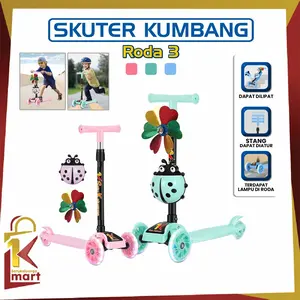 [COD] SM M95 Mainan Otopet sekuter Anak Roda 3 Bisa Lipat Lampu Led Plastik Skuter Toys