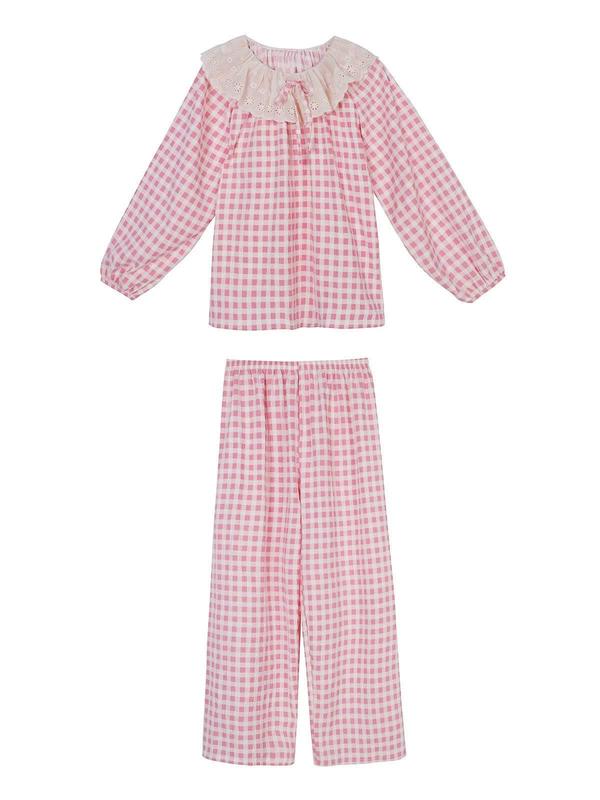 Bộ Karo Bèo Cổ - Áo Cổ Bèo Dài Tay + Quần Suông Phom Rộng - Chất Liệu Đủi Karo Hottrend - Hà Huế Shop 5