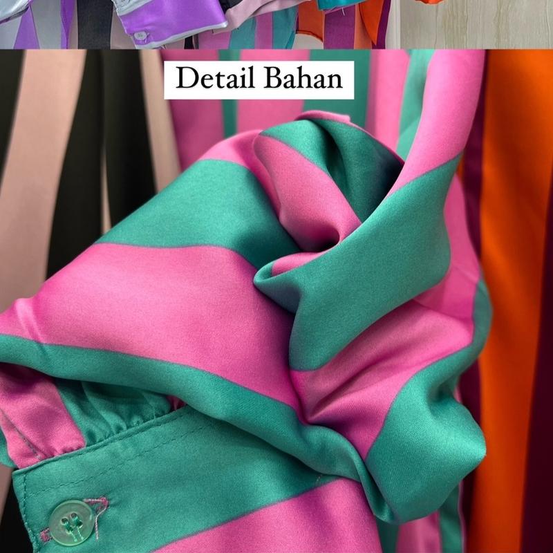 Kemeja Salur Oversize Kemeja Garis Kekinian Atasan Salur Terbaru 3