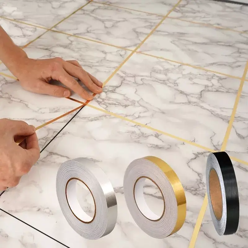 50m Chải Vàng Bạc Sàn Edging Chống Thấm Nước Đường May Dán Tường Khoảng Cách Tường Trần Trang Trí Nhà Cửa Băng Ngói Tự Dính
