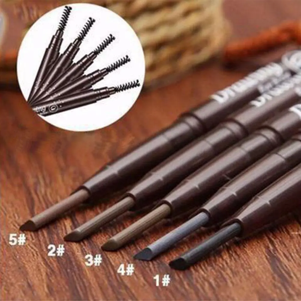 Pensil Alis Berkepala Dua, Tahan Air, Tahan Keringat, Serbaa Berputar Berkepala Segitiga H5I2