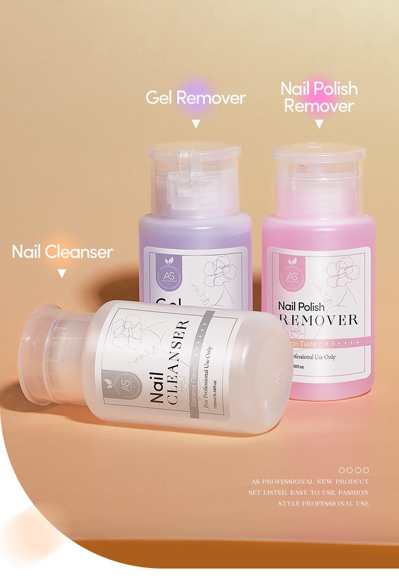 Product Introduction of AS New nail art push bottle cleaning water nail polish remover without hurting nails cleaning liquid dedicated 63