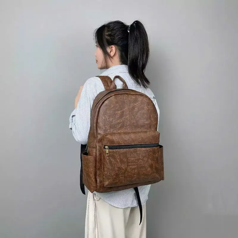 Balo da Pu thời trang GENBAG balo đi học nam nữ có ngăn bí mật phong cách Hàn Quốc. 3