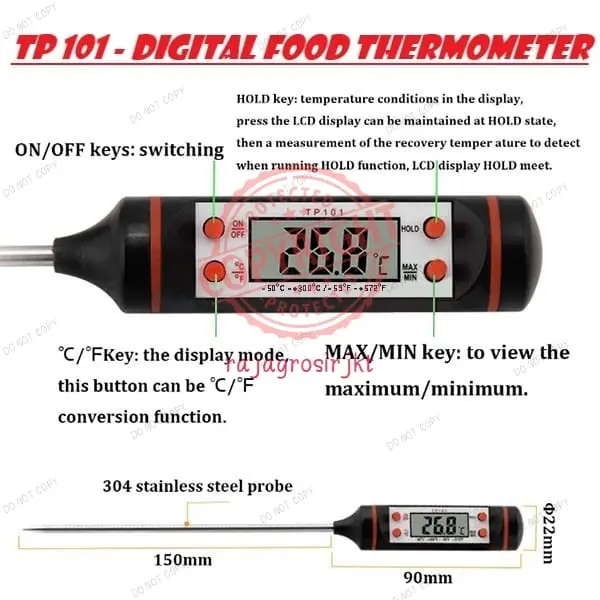 Digital Thermometer Makanan Termometer Masak Suhu Air Termometer Masakan TP 101 2